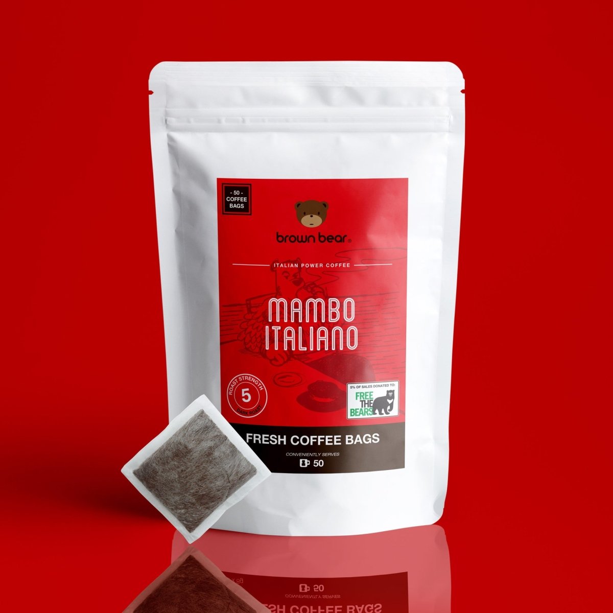 Mambo Italiano Coffee Bags, Strength 5, Dark Roast - Brown Bear Coffee